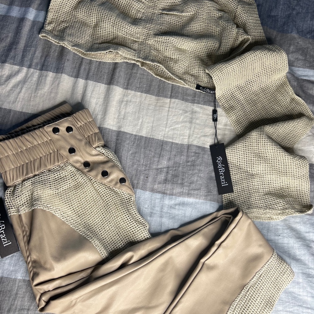 Vegan Leather Net Pants and Top